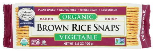 Miniatura 7 de Edward & Sons Snaps de arroz integral de cebolla tostada orgánica, horneado al horno, grano entero, sin gluten, bajo en sodio, bajo en grasa