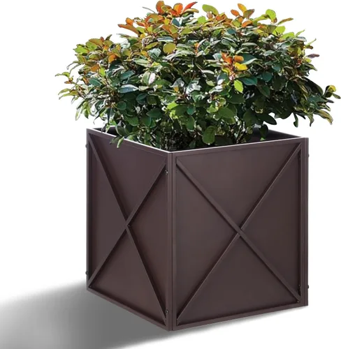 Miniatura 9 de BAYN Macetero Cuadrado de Metal Maceteros Altos para Plantas de Exterior Moderno Resistente con Agujeros de Drenaje para Exterior Interior Patio
