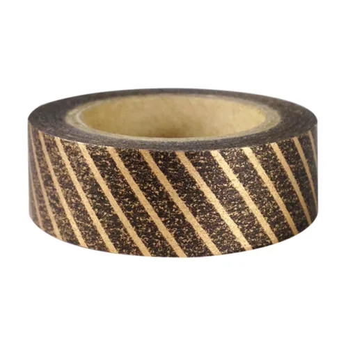 Wrapables Cinta adhesiva japonesa Washi a rayas - Diagonal de rayas doradas