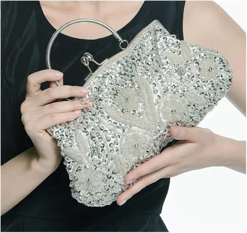 Miniatura 3 de TOTZY Bolsos de noche de lentejuelas rebordeadas 1920s bolso de embrague de boda fiesta noche monedero
