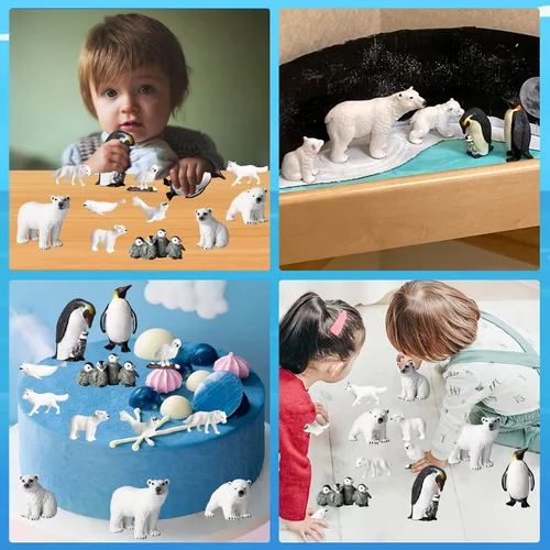 Miniatura 5 de EOIVSH 12 figuras de juguete de animales polares de plástico, figuras realistas de animales árticos para niños, juego de juguetes educativos
