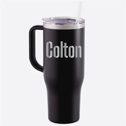 Miniatura 4 de Personalized Tumbler with Handle, Travel Mug, 40oz Stainless Steel Tumbler, Teacher Travel Mug with Straw, Charger Tumbler (Berry Ombre Glitter)