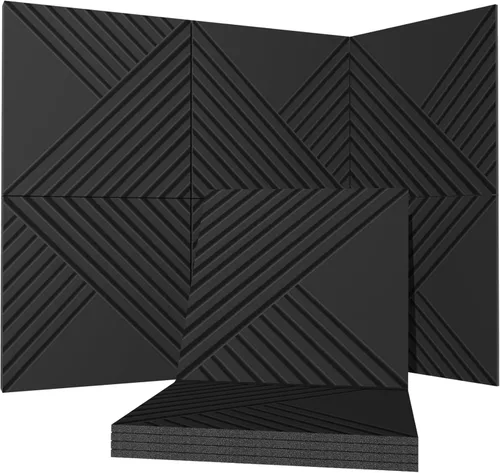 Miniatura 11 de Paquete de 10 paneles de espuma autoadhesivos a prueba de sonido para paredes – Paneles acústicos extragrandes de 48" x 12", paneles decorativos