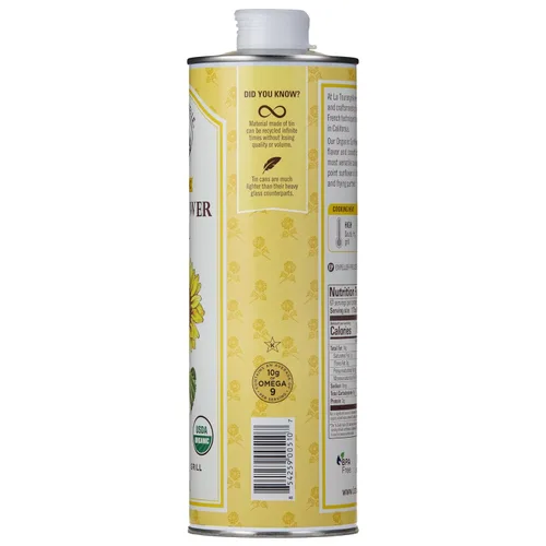 Miniatura 3 de La Tourangelle, Aceite orgánico de girasol alto oleico, aceite neutro para cocinar a fuego medio a alto y cuidado de la piel, sin OMG, libre