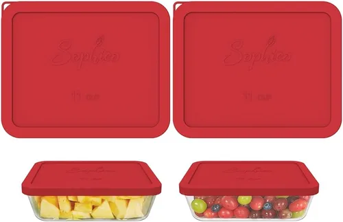 Miniatura 13 de Sophico Tapa rectangular de almacenamiento de silicona para 11 tazas de repuesto para cuencos de vidrio Pyrex 7212-PC, recipiente no incluido