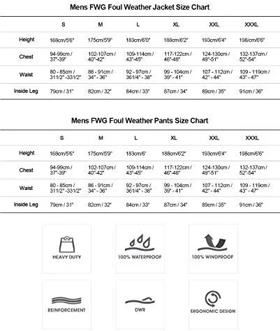 Miniatura 7 de FWG Traje de lluvia para hombre, chaqueta de trabajo impermeable resistente y pantalones con capucha