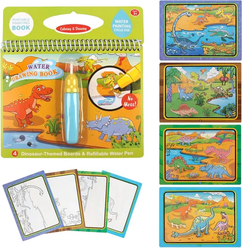 Miniatura 4 de Libros de dibujo de agua, libros para colorear sin desorden para niños pequeños, tablero de pintura de garabatos de agua con bolígrafo, juguetes