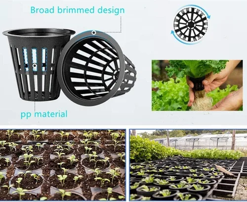 Miniatura 2 de 50 PCS Copas de Red de Malla Ranurada para Jardín de 2 Pulgadas, Macetas de Copas de Red Redondas Resistentes para Hidroponía, Malla Ranurada