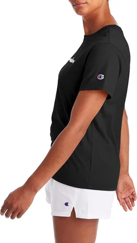 Miniatura 3 de Champion Camiseta para mujer, camiseta clásica de mezcla de algodón, camiseta de cuello redondo, camiseta de jersey, logotipo de escritura, Gris
