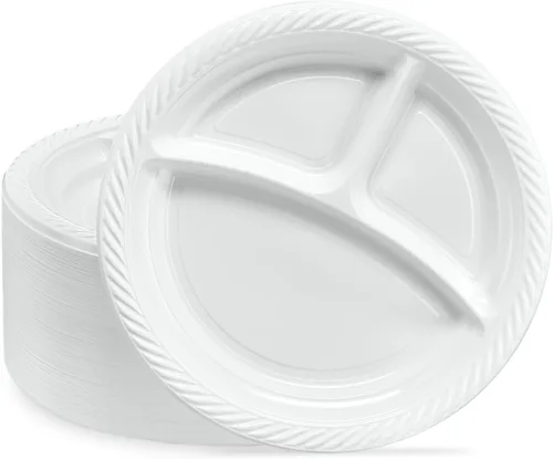 Miniatura 12 de Plasticpro Cuencos redondos de plástico para microondas, desechables, color blanco, vajilla (200, 16 onzas)