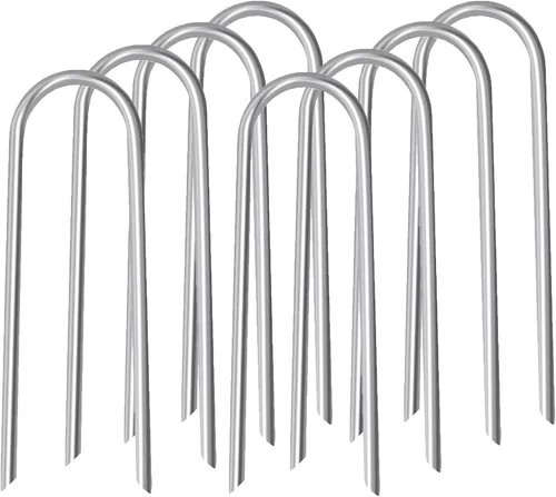 Estacas de trampolín de 10 pulgadas, piezas de trampolín resistentes, estacas de viento tipo U, 8 anclajes de suelo, estacas de acero galvanizado de