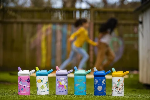 Miniatura 6 de CamelBak Eddy+ Kids - Botella de agua con válvula de mordida y pajita aislada de acero inoxidable, perros en bicicleta, 12 onzas
