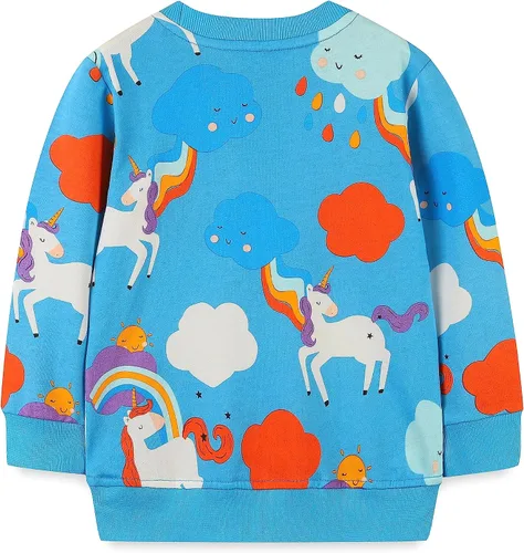 Miniatura 2 de HILEELANG Sudaderas de algodón para niña, estilo casual, cuello redondo, manga larga, suéter