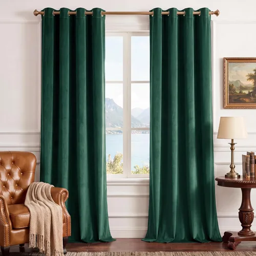 StangH Cortinas de Terciopelo Verde Esmeralda de 96 Pulgadas - Cortinas Opacas de Terciopelo de Lujo Súper Suaves, Elegante Cobertura de Ventana