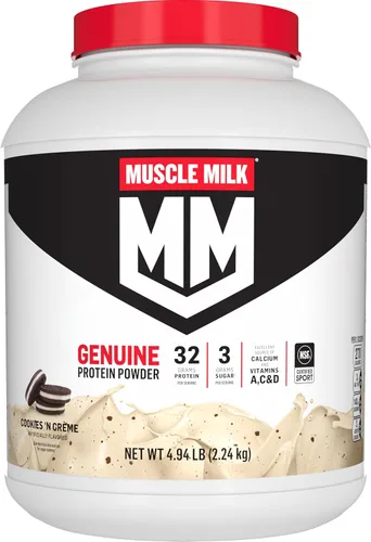 Miniatura 9 de Pó de Proteína Genuína Muscle Milk, Chocolate, 4.94 Libras, 32 Porciones, 32g de Proteína, 2g de Azúcar, Calcio, Vitaminas A, C y D, Certificado NSF