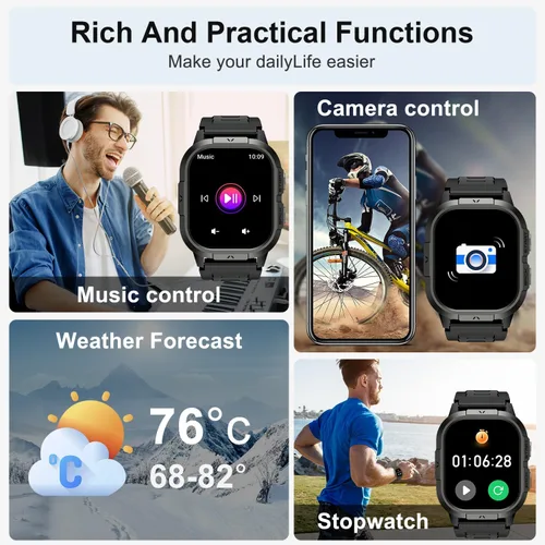 Miniatura 5 de Reloj inteligente para hombre con rastreador de fitness: impermeable, realiza/contesta llamadas, relojes digitales militares, corre, smartwatch