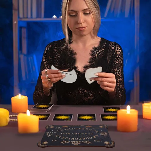 Miniatura 7 de CREATCABIN Kit de tablero de madera para el espíritu, 3 piezas, soporte para cartas de tarot, juego de tablero de adivinación de polilla