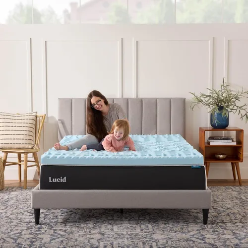 Miniatura 7 de LUCID Cubrecolchón de espuma viscoelástica con gel de 3 pulgadas, tamaño completo – 5 zonas – infusión de gel refrescante – espuma certificada