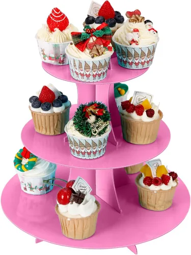 Miniatura 3 de YLDW Soporte para Cupcakes de 3 Niveles, Soporte para Pastel, Torre de Soporte para Cupcakes DIY Escalonada para Exhibiciones de Mesa de Postres