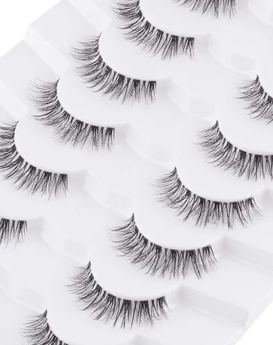 Miniatura 5 de Jiocolor Pestañas naturales pestañas postizas finas pestañas postizas cortas aspecto natural banda transparente pestañas postizas tira pestañas