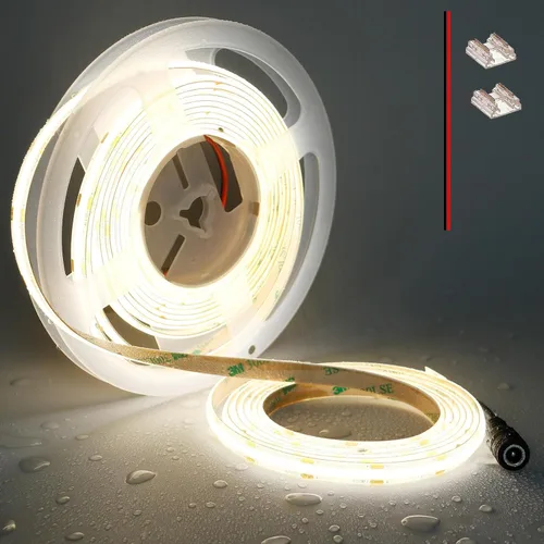 Miniatura 15 de TOPAI Tira de luz LED COB de 12 V, 3000 K, blanco cálido, impermeable, IP65, 480 LEDs/M, súper brillante, 4000 lúmenes, CRI>90, 16.4 pies, sin