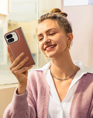 Miniatura 5 de Funda delgada de cuero para Pixel 9 Pro Fold (2024), sin protector de pantalla, soporte de carga inalámbrica, ultradelgada a prueba de golpes, funda