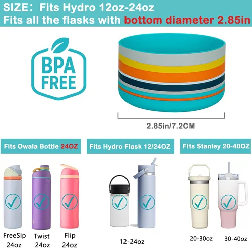 Miniatura 2 de HEYSKAY Funda protectora de silicona para botella de agua Hydro Flask y compatible con Stanley Tumbler, Yeti, Simple Modern, accesorios