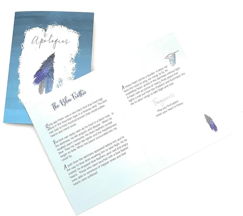 Miniatura 4 de Smiling Wisdom - Tarjeta de felicitación y plumas que simbolizan disculpas y perdón - Hombres Mujeres Familia de recién casados - Hecho a mano