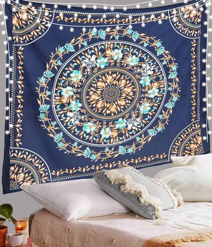 Miniatura 7 de ANJANIYA Tapiz floral para colgar en la pared, tapiz indio, decoración de dormitorio, tapiz de mandala, hippy, arte de pared psicodélico, hippie