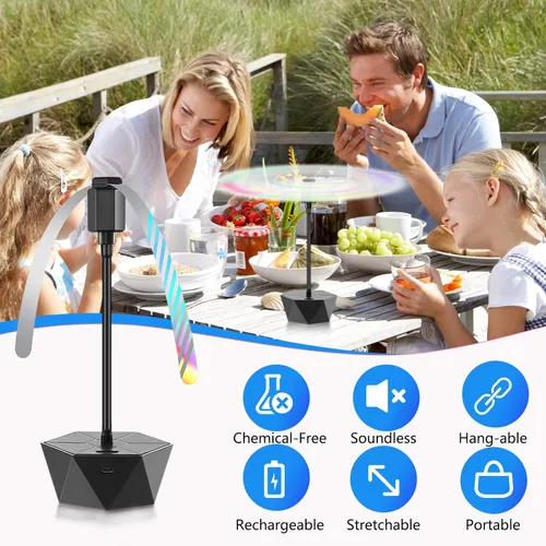 Miniatura 3 de Ventiladores Repelentes de Moscas para Mesas Recargables para Interiores y Exteriores para Mantener las Moscas Alejadas, Spinner de Mesa con Aspas