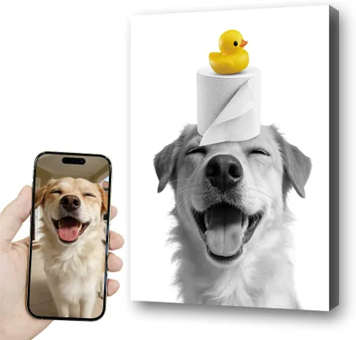 Miniatura 44 de Fotos personalizadas de mascotas en lienzo para pared Arte de baño personalizado Lindo perro gato en bañera Impresiones, divertidos animales Foto