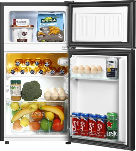 Miniatura 2 de HAILANG Mini refrigerador con congelador, refrigerador compacto de 3.2 pies cúbicos, mini refrigerador con 2 puertas para dormitorio, oficina