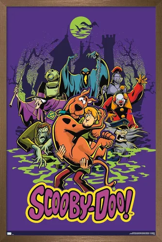 Miniatura 10 de Scooby-Doo - Póster de pared del grupo de villanos, 22.4 pulgadas de largo x 14.7 pulgadas de ancho, versión enmarcada de madera de granero