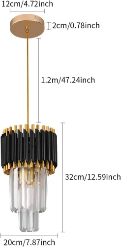Miniatura 2 de Araña de Cristal Dorada Accesorios de Luz Colgante Moderna de Cristal para Isla de Cocina D7.5'' Araña Negra y Dorada para Comedor Dormitorio Sala