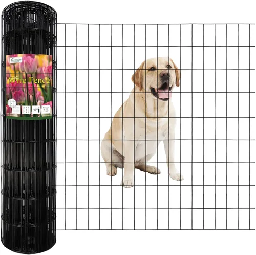 Miniatura 17 de FOREHOGAR Valla de alambre soldada con revestimiento de PVC negro de 24 pulgadas x 50 pies, 2 pulgadas x 3 pulgadas 16GA, rollo de cercado de borde