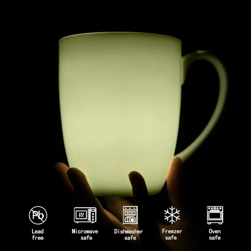 Miniatura 3 de Tazas de Café Blancas de Porcelana Fina de Hueso en Juego de 2, Tazas de Té de 11 Oz con Mango Grande, Tazas de Café de Cerámica Ligeras, Tazas
