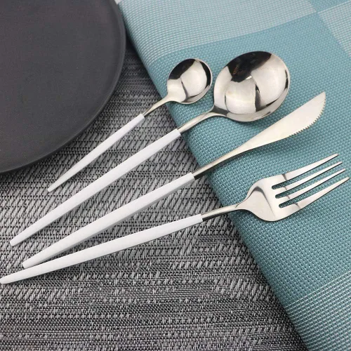 Miniatura 4 de JASHII Juego de cubiertos de 4 piezas de acero inoxidable 304 para el hogar, juego de cubiertos de cocina con espejo, cuchillo pulido, tenedor