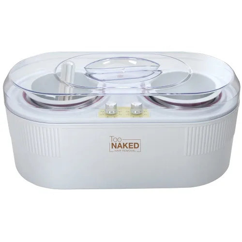 TOO NAKED HAIR REMOVAL Calentador de cera doble de alta calidad, calentador de cera de parafina para depilación doble con controles de temperatura