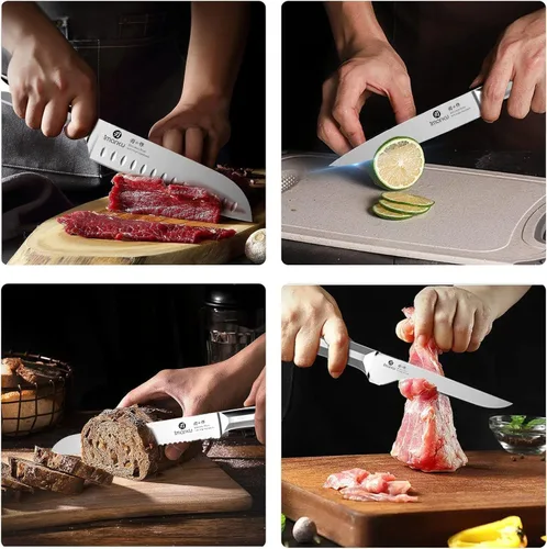 Miniatura 5 de imarku Juego de cuchillos de cocina de acero inoxidable de alto carbono con bloque de cuchillos ultra afilados, juego de cuchillos japoneses