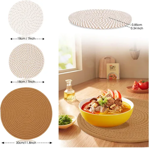 Miniatura 2 de Billbotk Salvamanteles para ollas y sartenes calientes, 6 remaches bohemios para platos calientes, soportes para ollas para cocina, almohadillas