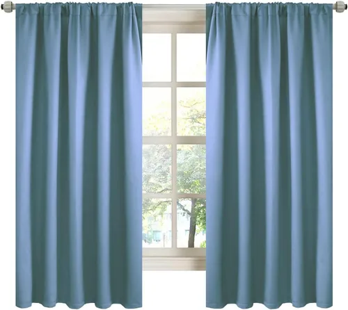 Miniatura 30 de LA PALMA Cortinas opacas con bolsillo para cortinero para sala de estar, bloqueo de luz, aislamiento térmico, reducción de ruido, cortinas