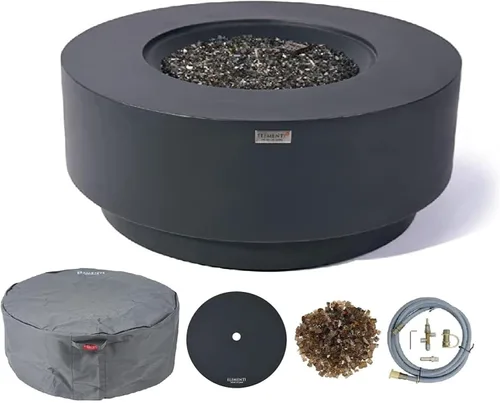Miniatura 9 de AMS Chimenea Elementi Plus Nimes Mesa redonda de gas propano de hormigón gris oscuro (propano líquido)