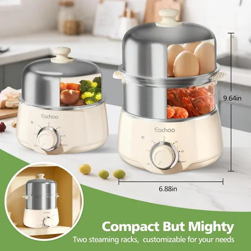 Miniatura 6 de Cocedor de huevos duros - CACHOO Hervidor de huevos de acero inoxidable rápido para 14 huevos con temporizador de 30 minutos y apagado automático