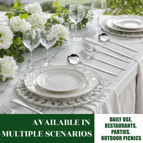 Miniatura 9 de NOCCUR - Juego de 40 cubiertos de acero inoxidable plateados para 8 personas - Juego de utensilios que incluye cuchillos, cucharas y tenedores