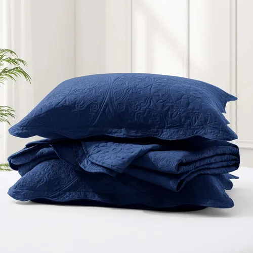 Miniatura 399 de MOONLIGHT20015 Edredón tamaño King (106 x 96 pulgadas) con 2 fundas de almohada (20 x 36 + 2 pulgadas) para todas las estaciones, juego de cama Azul