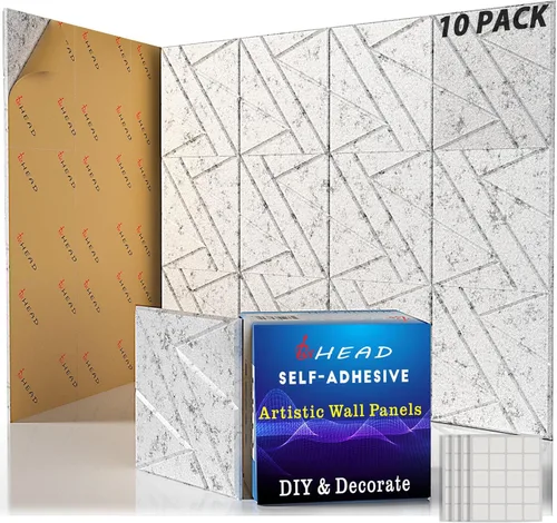 Miniatura 34 de BSHEAD 10 piezas de paneles acústicos de microfibra de 165dtex, paneles de pared insonorizantes autoadhesivos, paneles de espuma de 12 x 12 x 0.4