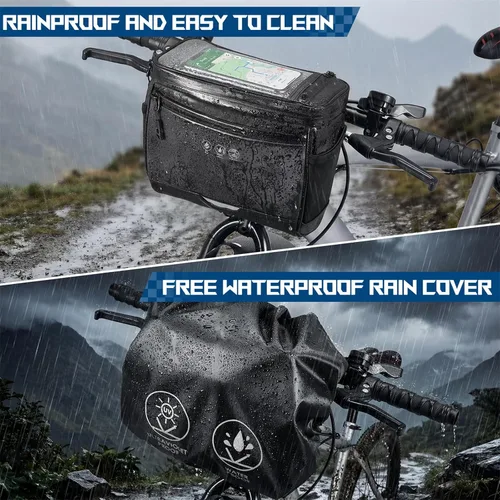 Miniatura 4 de WOTOW Bolsa para Manillar Delantero de Bicicleta - Bolsas de Canasta para Manillar de Bicicleta Grande Reflectante Impermeable Alforja
