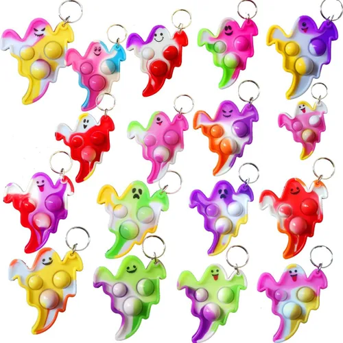 Paquete de 100 mini juguetes para ansiedad de fantasmas de Halloween a granel para niños, recuerdos de fiesta y regalos para estudiantes en el aula