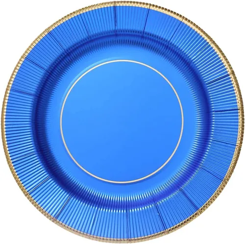 Miniatura 7 de Efavormart - Paquete de 25 platos desechables de 13 pulgadas de color azul rey metálico con rayos de sol, platos de carga de papel resistentes, 350