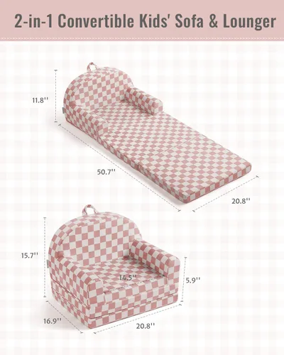 Miniatura 3 de Blissful Diary Sofá plegable para niños pequeños, silla y tumbona cómoda 2 en 1 para leer, sala de juegos, sofá para niños y niñas, regalo de Rubor
